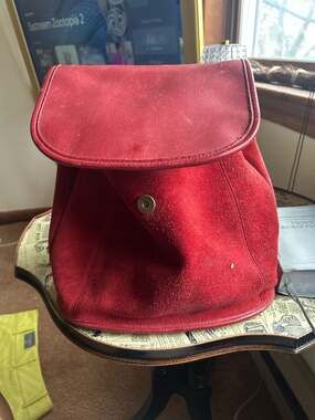 Vintage Coach Berkeley Series Red Suede and Leather Convertible Backpack 9016